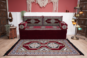 Sofa with Ottoman Couch and Rug, Bohemian Furniture, Arabic Majlis, Sectional Sofa, Turkish Rug Sofa, Moroccan Couch, Custom Made Sofa