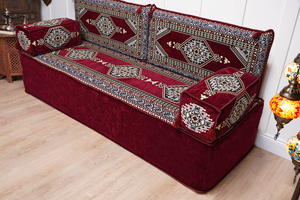16'' Single Sofa Sets, Maroon Loveseat Arabic Sofa, Turkish Floor Sofa, Moroccan Cushion, Ethnic Floor Cushion, Arabic Floor Sofa