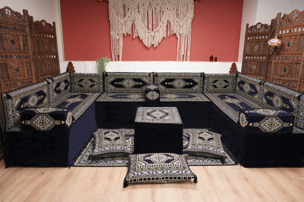 Arabic Majlis Sofa, U Shaped Arabic Floor Sofa Set, Moroccan Sofas, Floor Cushions, Arabic Seating Sofa, Turkish Sofa, Floor Couch