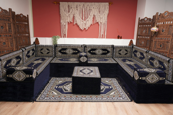 Arabic Majlis Sofa, U Shaped Arabic Floor Sofa Set, Moroccan Sofas, Floor Cushions, Arabic Seating Sofa, Turkish Sofa, Floor Couch