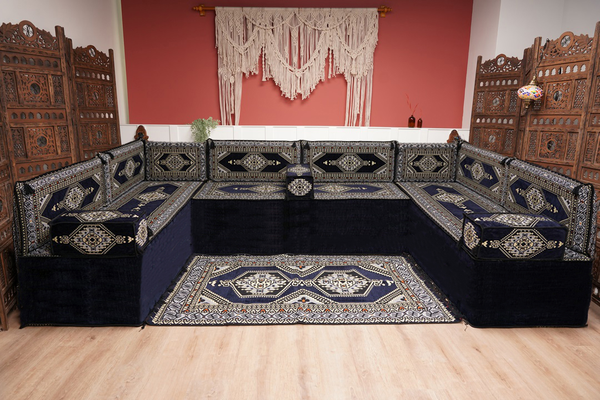 Arabic Majlis Sofa, U Shaped Arabic Floor Sofa Set, Moroccan Sofas, Floor Cushions, Arabic Seating Sofa, Turkish Sofa, Floor Couch