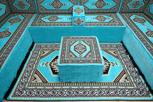 U Shaped Turquoise Arabic Floor Sofa Set, Floor Cushions, Balcony Patio Sofas, Pallet Sofa, Ethnic Sofa, Moroccan Sofas