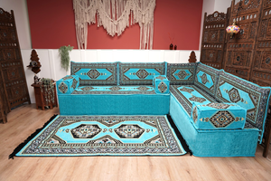 8'' Thickness L Sofa Set, Floor Cushions, Balcony Patio Sofas, Terrace Sofa, Ethnic Sofa