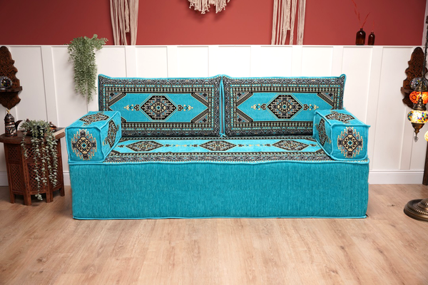8'' Thickness Sofa Set, Turquoise Turkish Floor Sofas, Floor Couch, Reading Sofa Pillow, Window Seat, Bench Cushion