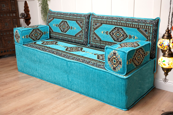 8'' Thickness Sofa Set, Turquoise Turkish Floor Sofas, Floor Couch, Reading Sofa Pillow, Window Seat, Bench Cushion