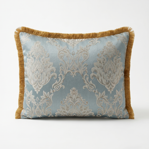 Pearl Chant: English Manor Damask Cushion – Lumbar – Jacquard – Cord Piping