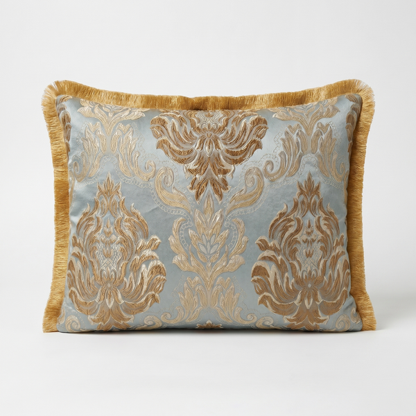 Pearl Chant: English Manor Damask Cushion – Lumbar – Jacquard – Cord Piping