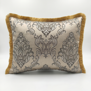 Pearl Chant: English Manor Damask Cushion – Lumbar – Jacquard – Cord Piping