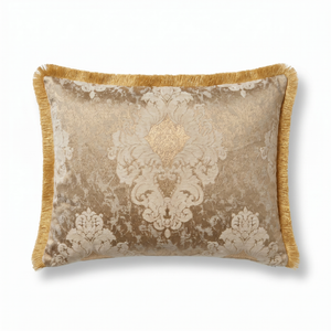 Beige Pearl Lace: Mediterranean Baroque Pillow Cover – Damask Lumbar