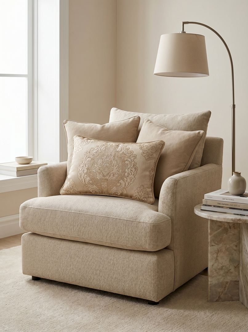 Cream Pearl Manor: French Country Damask Lumbar Pillow – Embroidered – Cord Trim