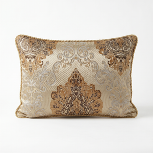 Ivory Pearl Sonnet: Parisian Baroque Cushion Cover – Damask Lumbar – Jacquard