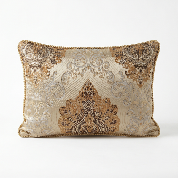 Ivory Pearl Sonnet: Parisian Baroque Cushion Cover – Damask Lumbar – Jacquard