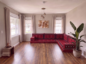 4 Zoll dickes L-Sofa-Set, arabisches Ecksofa, L-förmiges marineblaues türkisches Sofa, orientalische Bodenkissen, arabischer Majlis, traditionelles Wohnzimmersofa, arabisches Jalsa-Set