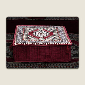 Maroon Palace Elegance: Single Floor Cushion – Modular Modern Floor Seating – Individual Lounge Piece