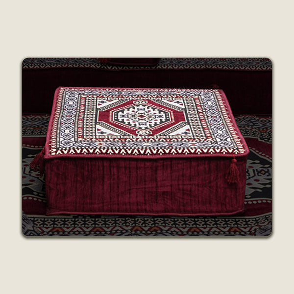 Maroon Palace Elegance: Single Floor Cushion – Modular Modern Floor Seating – Individual Lounge Piece