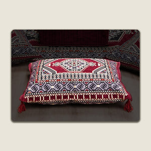 Maroon Palace Elegance: Single Floor Cushion – Modular Modern Floor Seating – Individual Lounge Piece