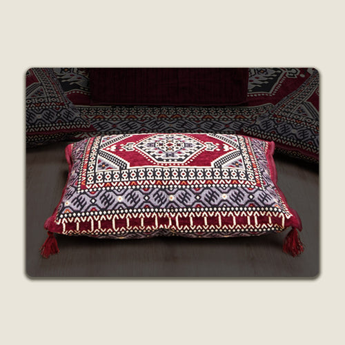 Maroon Palace Elegance: Single Floor Cushion – Modular Modern Floor Seating – Individual Lounge Piece