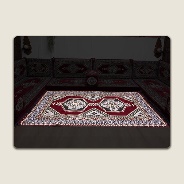 Maroon Palace Elegance: Single Floor Cushion – Modular Modern Floor Seating – Individual Lounge Piece