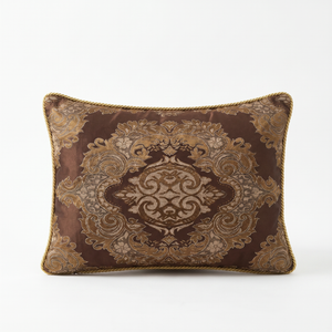 Sapphire Royal Grand: Tuscan Damask Lumbar Pillow Cover – Embroidered – Rope Piping
