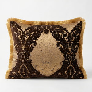 Royal Sapphire: Opulent Baroque Cushion Cover – Damask Lumbar – Cord Trim