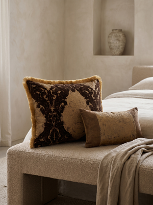 Royal Sapphire: Opulent Baroque Cushion Cover – Damask Lumbar – Cord Trim