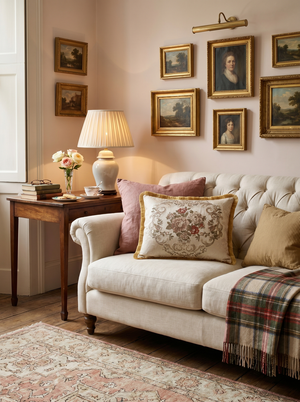 Russet Bloom: Sumptuous Damask Lumbar Pillow – Jacquard Embroidered