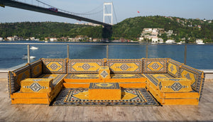 8 Zoll dicke U-Sofa-Garnitur, Bodenkissen, arabische Majlis-Sitzgarnitur, Bodensofa-Garnitur