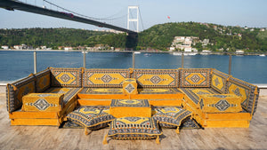 8 Zoll dicke U-Sofa-Garnitur, Bodenkissen, arabische Majlis-Sitzgarnitur, Bodensofa-Garnitur