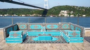 8 Zoll dickes U-förmiges Sofa-Set, Bodenkissen, arabisches Jalsa-Set, Bodenkissen-Set