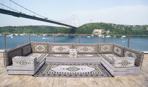 8'' Thickness U Sofa Set, Turkish Sitting Pillows, Arabic Majlis, Floor Cushions