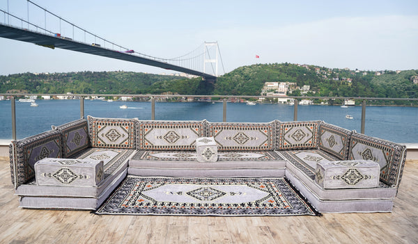 8'' Thickness U Sofa Set, Turkish Sitting Pillows, Arabic Majlis, Floor Cushions