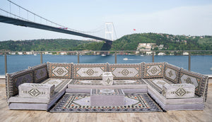 8'' Thickness U Sofa Set, Turkish Sitting Pillows, Arabic Majlis, Floor Cushions