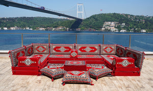 8'' Thickness U Sofa Set, Floor Cushions, Moroccan Sofa Set, Turkish Seating Pillows