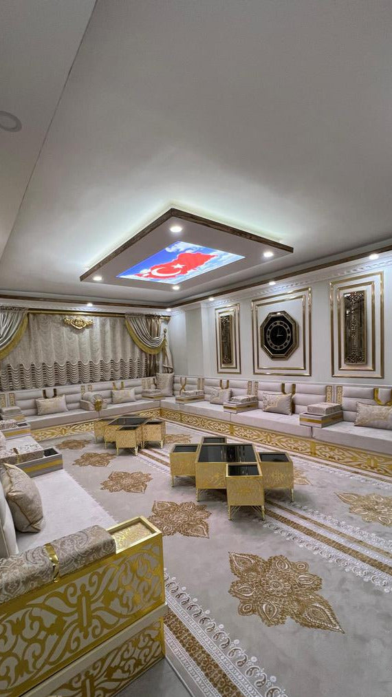 Wooden Bench Majlis, Turkish Rug Sofa, Arabic Majlis Sofa, Arabic Furniture for Cafes, Ottoman Sofa, Arabic Jalsa, Arabic Majlis