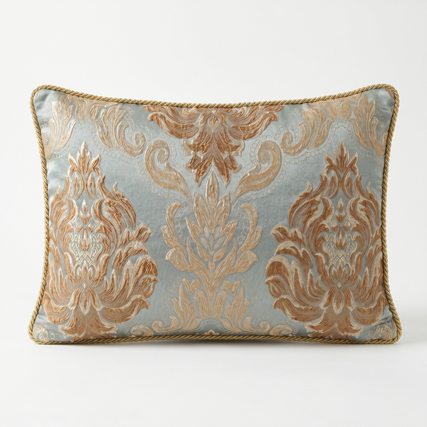 Mint Seafoam Damask: Florentine Damask Pillow Cover – Lumbar – Jacquard Embroidered