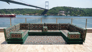 Green Chile Sunset pattern U-shaped Arabic floor sofa set, photo 12 of 12