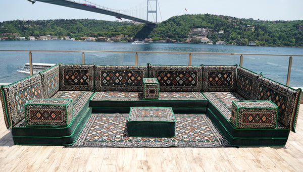 8 Zoll Dicke U-Sofa-Set, Arabischer Majlis, Türkisches Bodensitz-Set, Orientalisches Sofa