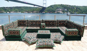 8 Zoll Dicke U-Sofa-Set, Arabischer Majlis, Türkisches Bodensitz-Set, Orientalisches Sofa