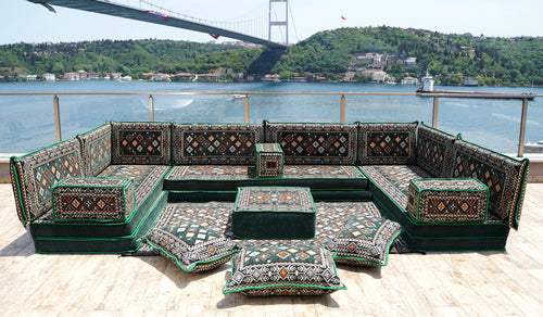 8 Zoll Dicke U-Sofa-Set, Arabischer Majlis, Türkisches Bodensitz-Set, Orientalisches Sofa