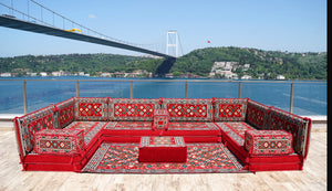 8'' Thickness U Sofa Set, Handmade Arabic Sofa, Turkish Seating Pillows, Arabic Majlis