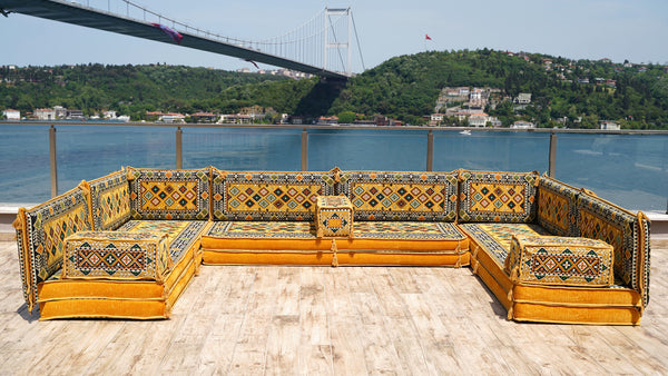 8'' Thickness U Sofa Set, Turkish Seating Pillows, Arabic Majlis, Moroccan Sofa Set
