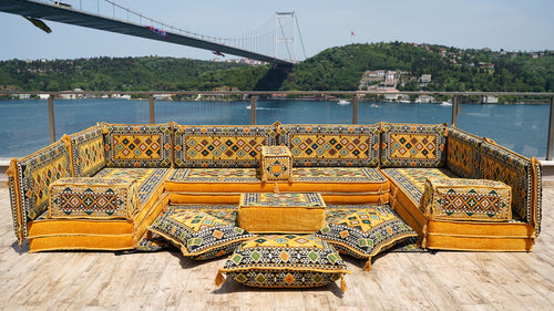 8'' Thickness U Sofa Set, Turkish Seating Pillows, Arabic Majlis, Moroccan Sofa Set
