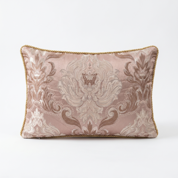 Sage Mint Sugar Dream: Venetian Baroque Lumbar Cushion – Damask – Corded Edge