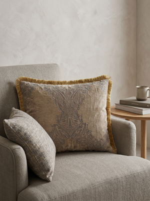 Sultan Reverie: Couture Baroque Cushion – Damask Lumbar – Embroidered