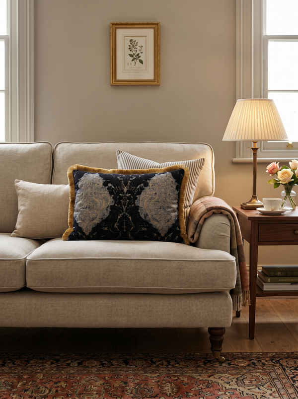 Sultan Reverie: Couture Baroque Cushion – Damask Lumbar – Embroidered