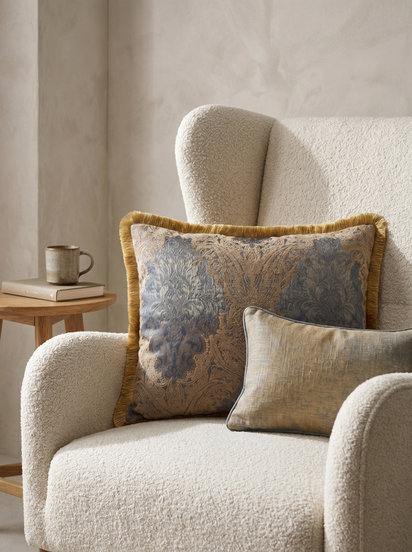 Sultan Reverie: Couture Baroque Cushion – Damask Lumbar – Embroidered