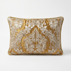 Cream Gold Sultan's Crest: Versailles Damask Pillow Cover – Lumbar – Embroidered Trim