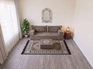 Taupe Moon Serenade: Single Floor Sofa Set – Custom Majlis Sofa – Washable Floor Sofa Cover – Handmade Living Room Furniture