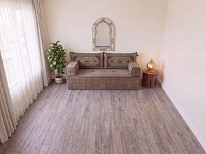 Taupe Moon Serenade: Single Floor Sofa Set – Custom Majlis Sofa – Washable Floor Sofa Cover – Handmade Living Room Furniture