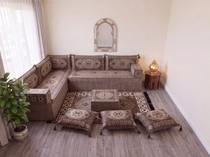 4 Zoll dickes L-Sofa-Set, arabisches Ecksofa, L-förmiges marineblaues türkisches Sofa, orientalische Bodenkissen, arabischer Majlis, traditionelles Wohnzimmersofa, arabisches Jalsa-Set